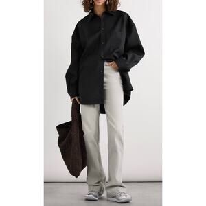 Bottega Veneta Wool Twill Button Down Shirt in Black